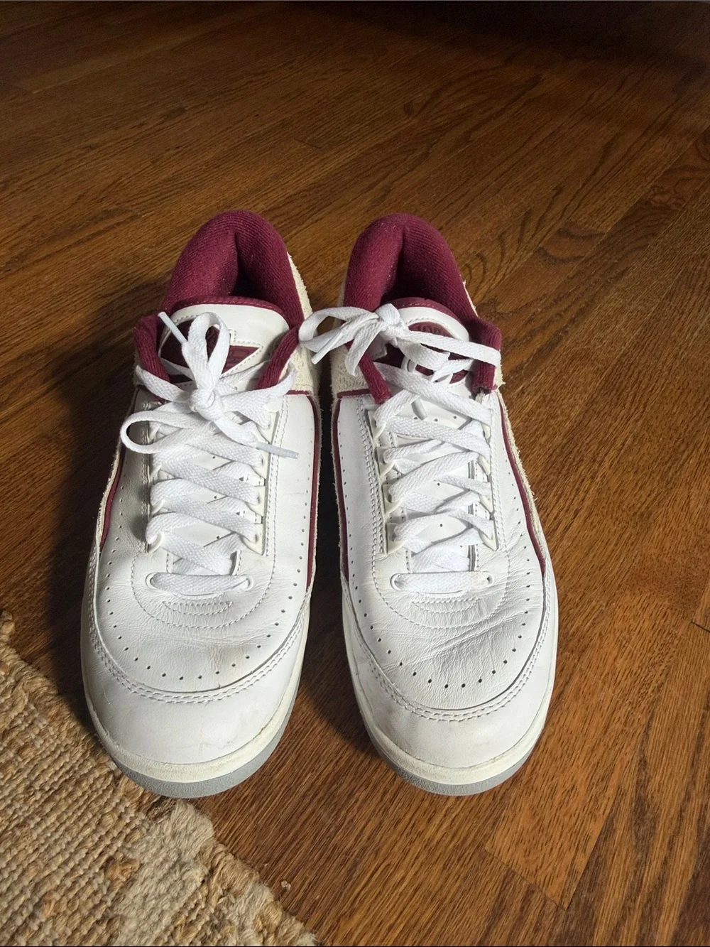 Jordan Men’s  White and Burgundy Low-Top Sneakers